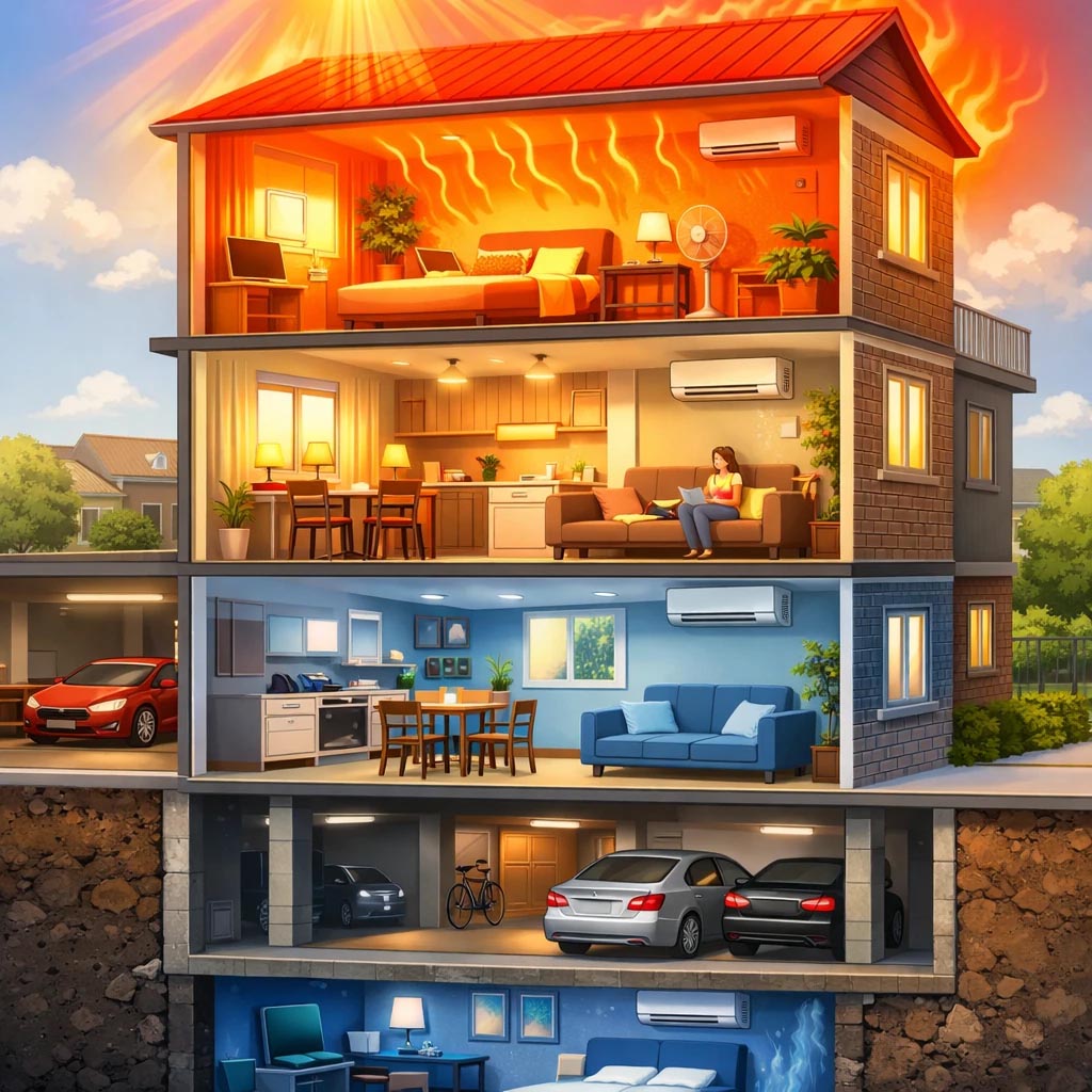 The Impact of Apartment Location on Air Conditioner Capacity and Electricity Consumption